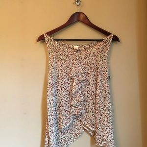 Open Back Floral Sleeveless Chiffon Blouse